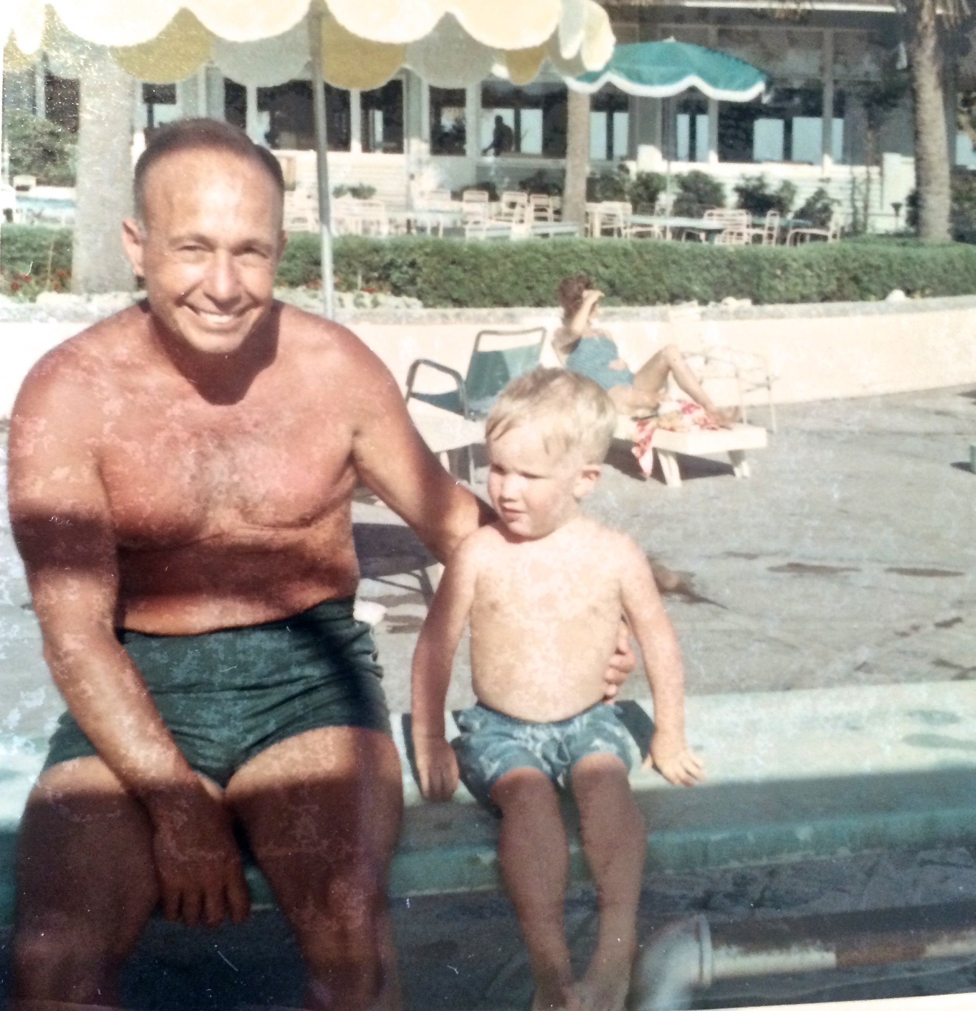 Me with Percy, my swimming instructor at Sea Island