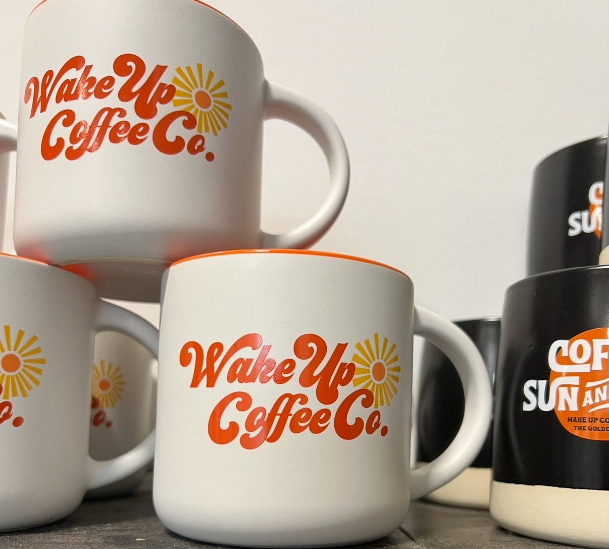 Wake up coffee co. cups.